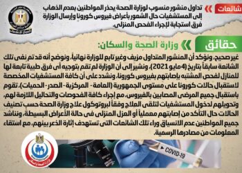 الحكومة تكشف حقيقة إرسال فرق طبية لإجراء فحص كورونا بالمنزل