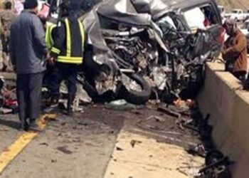 مصرع وإصابة 4 أشخاص في حادث تصادم بالطريق الدولي أمام جمصة