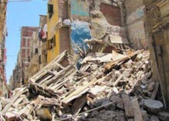 انهيار أجزاء من عقار بمنطقة اللبان بالإسكندرية