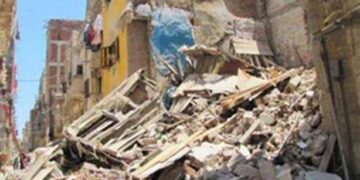 انهيار أجزاء من عقار بمنطقة اللبان بالإسكندرية