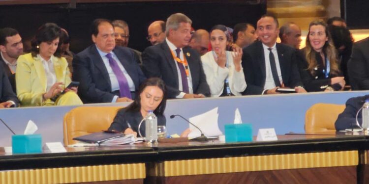 الدكتورة مايا مرسي وزيرة التضامن الاجتماعي خلال منتدى مصر 2026