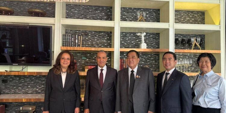 بدر عبد العاطى وزير الخارجية وجانب من اللقاء