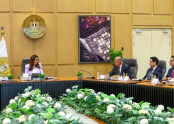 وزيرة التنمية المحلية والبيئة وجانب من الاجتماع